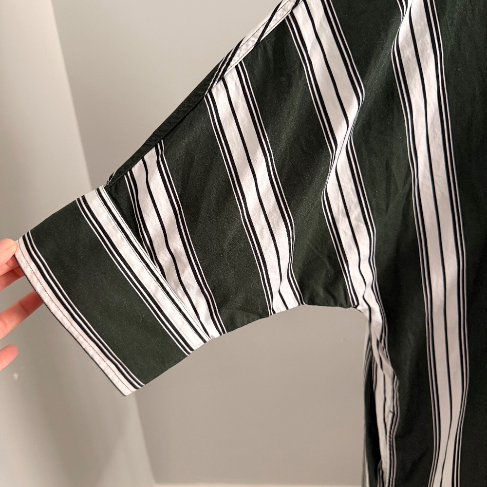 MADEWELL Awesome Evergreen Striped Shirt Dress Duster Sz S NWT $130!! - Picture 3 of 5